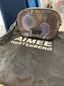 Aimee Kestenberg Multi Color Purse Snake Texture Xander CrossBody Bag Black Purp - Picture 1 of 10