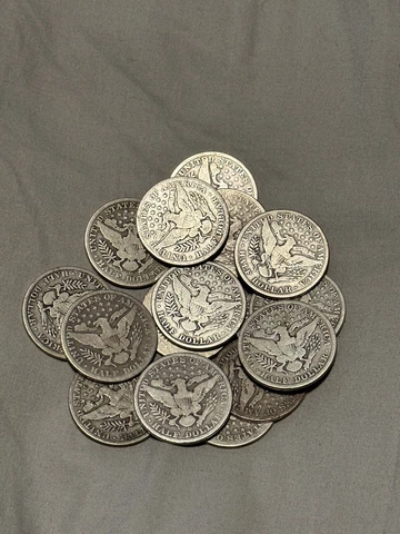 Barber Half Dollar Lot Of 16 Old Coins 90% Silver  Constitutional Currency Cover