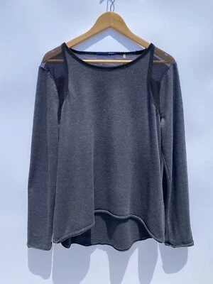 Pullover Elie Tahari Sport negro/gris manga larga malla cuello redondo elástico XL Foto 1 de 4