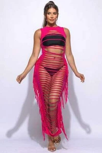 Fringe Cut Out Maxi Dress - Picture 1 of 15