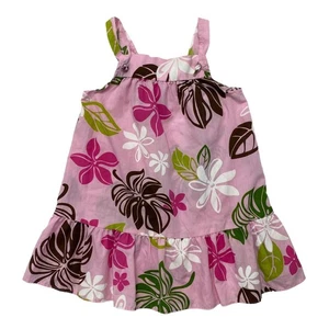 ONE PAPAYA Made in Hawaii Pink Tropical Floral Ruffled Dress Size 4T Poly Cotton - Picture 1 of 4