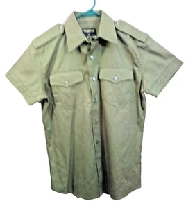 Camicia uniforme uomo cucitura interna verde militare taglia Med 100% cotone made in USA - Foto 1 di 5