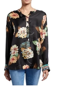 JOHNNY WAS Corey Floral Print Long Sleeve Silk Boxy Top XXL Embroidered - Picture 1 of 4