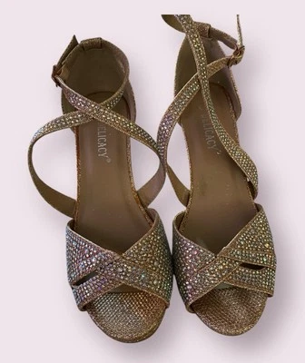 Delicacy Rose Gold Rhinestone Mid-Heel Size 6 New - Image 1 of 4