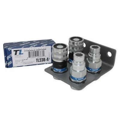 1/2" NPT Flat Face Hydraulic Quick Connect Coupler Set Mounting Bracket TL23B-4 - Image 1 of 4