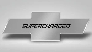 Hood Badge Black "Supercharged" Emblem fits 2010-2015 Chevy Camaro - Picture 1 of 2
