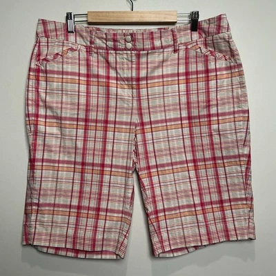 Tommy Hilfiger Mujer Bermudas Pantalones Cortos Cuadros Talla 16 Rosa Naranja Preppy Foto 1 de 4
