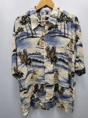 Pierre Cardin Shirt Mens XXL Tropical Sailboats Pineapple Rayon Vintage Korea - Image 1 of 4