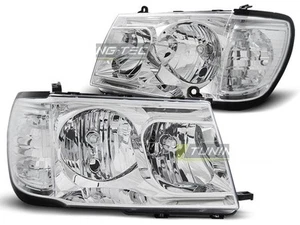 Coppia di Fari Anteriori per Toyota LAND CRUISER FJ100 1998-2004 Cromati IT LPTO - Picture 1 of 7