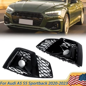 Honeycomb Style Pair Front Fog Light Cover For 2020-2024 Audi A5 S5 Sportback - Picture 1 of 14