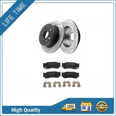 Rear Brake Pads Ceramic Drilled Brake Rotors for Hyundai Santa Fe 2007 - 2009 Foto 1 de 4