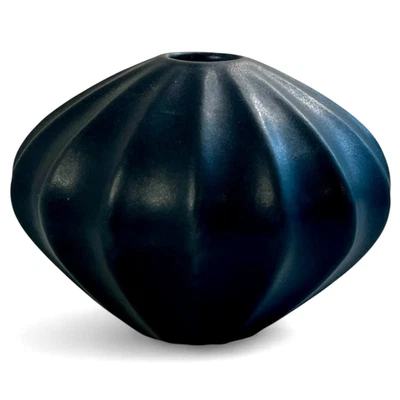 Jonathan Adler Vase Gourd Urchin Ribbed Lantern Black Vintage HTF Bud Mini 2.5" - Image 1 of 4