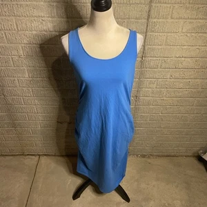 Isabel Maternity Blue Sleeveless Cinched Side Scoop Neck Tank Dress Size Large - Picture 1 of 4