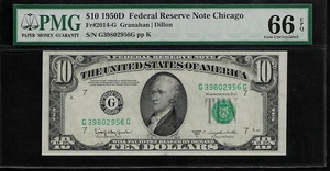 US 10 Dollars 1950D PMG 66 EPQ UNC Fr #2014-G FRN Chicago Granahan/Dillon - Picture 1 of 4