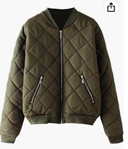Escalier Women's Bomber Jacket Quilted Classic Zip Up Short Biker Padded Coat - Picture 1 of 1
