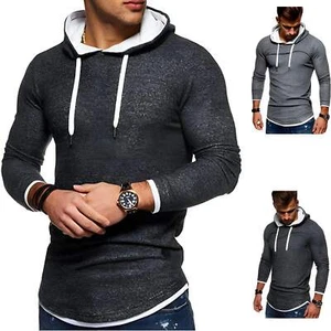 Arc-Style Long-Sleeved Hooded T-Shirt with Stitched Hem in Gray and Black - Loos - Picture 1 of 15