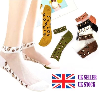 2 Pairs Women Lace Leopard Print Short Fish Net Socks Sexy Elegant Ankle Socks — 第 1/4 张图片