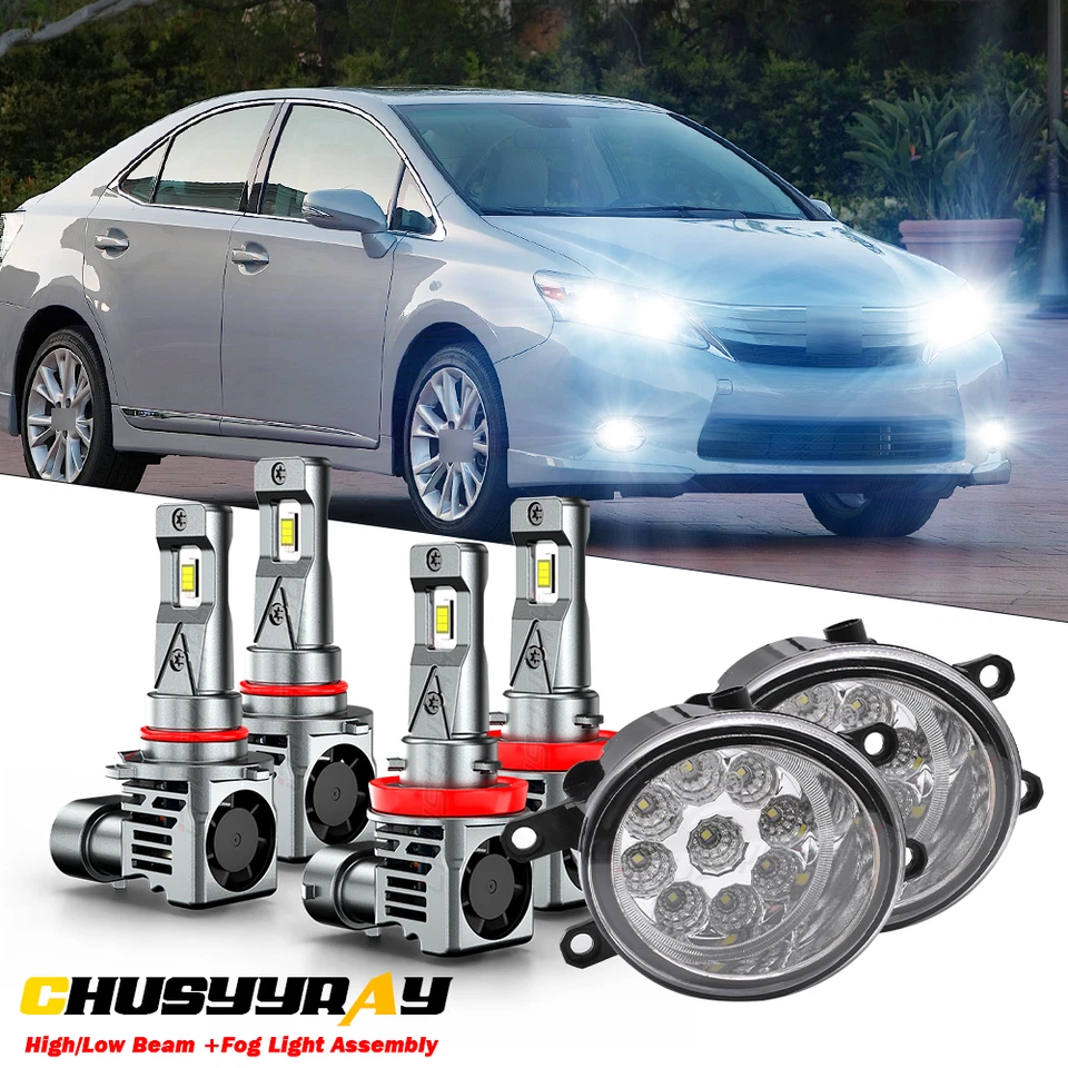 6 个 LED 车头灯高/低灯泡 + 保险杠雾灯适用于雷克萨斯 HS250h 2010 - 2012 — 第 1/4 张图片