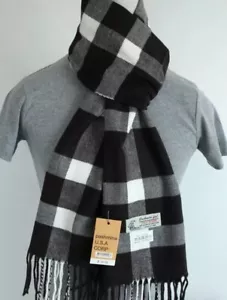 Sciarpa uomo invernale check-plaid, nero bianco sensazione cashmere, calda*unisex - Foto 1 di 2