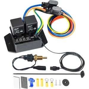 DIGITAL ADJUSTABLE THERMOSTAT DUAL ELECTRIC FAN 1/8" NPT TEMPERATURE SWITCH KIT - Picture 1 of 7
