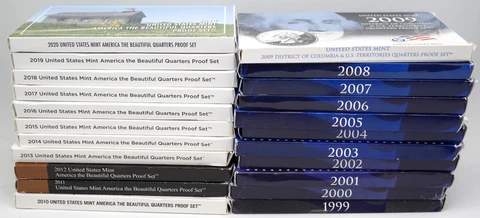 1999 - 2020-S Clad Quarter Proof Sets - Complete Run in OGP - All Boxes & COA's Cover