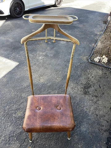 Vintage VALET BUTLER CHAIR wardrobe brown vinyl wood mid century modern retro 60 Cover