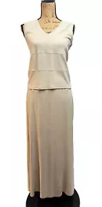 Andrea Jovine 2 Piece Beige MAXI Skirt and Sleeveless Top Medium / Large - Picture 1 of 9