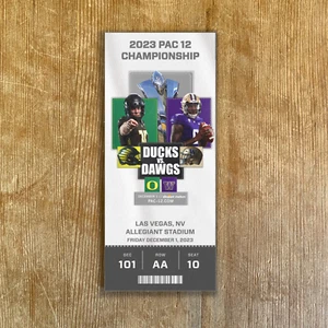 2023 Oregon vs Washington Pac 12 Championship Customizable Replica Ticket Stub - Picture 1 of 3