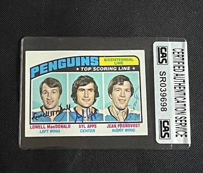 MacDONALD, APPS, PRONOVOST 1976-77 TOPPS SIGNED AUTOGRAPHED CARD CAS AUTHENTIC - Image 1 of 2
