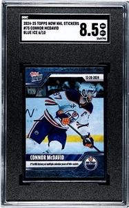 2024-25 NHL TOPPS NOW® Sticker #75 🏒 Connor McDavid Oilers Blue Ice /10 SGC 8.5 - Picture 1 of 2