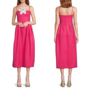 Fanm Mon Lorr Latrice Linen Midi Dress In Fuchsia SZ XL NWT - Picture 1 of 6