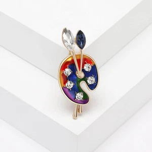 Art Deco Stil Emaille Kristall Palette Brosche Anstecker Pin Gratis Geschenktüte - Bild 1 von 10