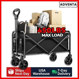Folding Wagon Heavy-Duty Collapsible Shopping Cart Foldable Utility Trolley Cart - Picture 1 of 18