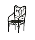 Chaise de jardin miniature maison de poupée fil noir en fer forgé mobilier de jardin patio 1:12