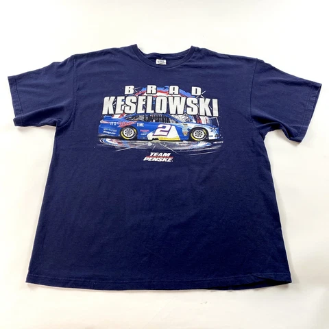 Brad Keselowski T-Shirt Team Penske Men’s Sz 2XL Navy Miller Lite Nascar #2 Cover