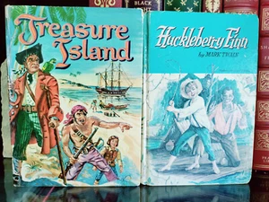Treasure Island / Huckleberry Finn_Whitman Publ_Hardcovers_Very Good - Picture 1 of 11