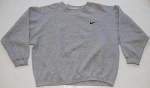 Vintage 1990s Nike Embroidered Swoosh USA Made Gray Tag Boxy Sweatshirt L/XL - Picture 1 of 5