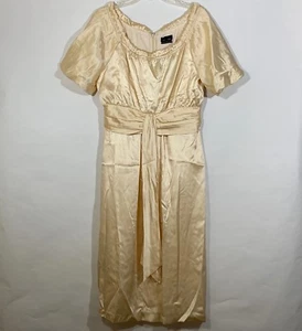 NEW Max Cleo Empire Waist SILK Formal Modest Dress $188 Bubble Sleeve Midi Sz 12 - Picture 1 of 8