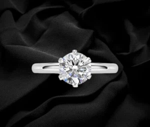 1.50 Carat IGI GIA Lab Grown Diamond Solitaire Ring 950 Platinum Round Solitaire - Picture 1 of 5