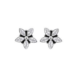 White Topaz Flower Stud Earring Marquise Gemstone 925 Sterling Silver Jewelry
