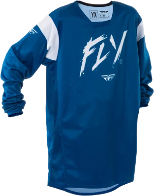 Camiseta deportiva de motocross todoterreno FLY Racing 2025 juvenil Kinetic Stoke azul marino/blanco Foto 1 de 2