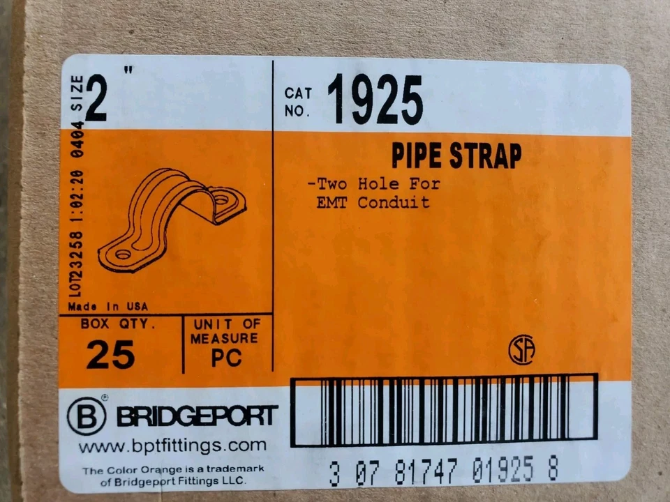 Bridgeport 1925 2" Pipe Strap EMT - 1EA