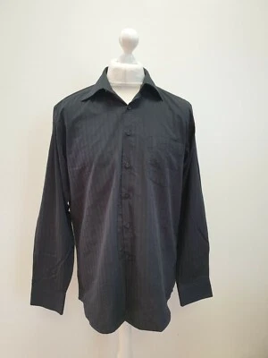 SS424 MENS PIERRE CARDIN BLACK STRIPE LONG SLEEVE COTTON SHIRT UK L EU 54 - Image 1 of 4