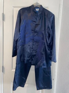 VINTAGE KAIYU Men’s Japanese Set From Japan Navy Dragon Top/Pant Size L - Picture 1 of 12