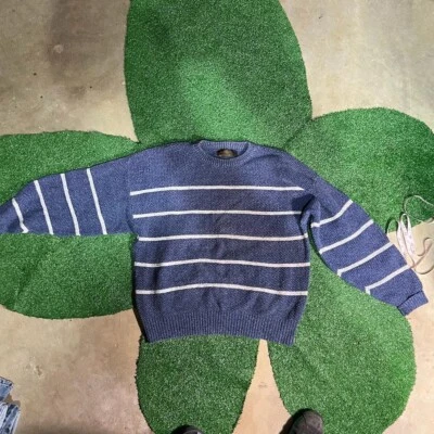 Vintage Y2K Eddie Bauer Blue and White Knitted Striped Sweater Foto 1 de 2