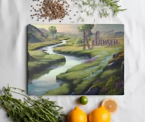 Personalized Custom Nature Stream Tempered Glass Cutting Board Housewarming Gift - Picture 1 of 10