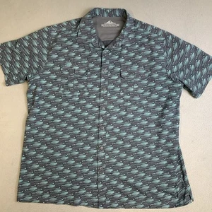Croft Barrow Shirt Men’s Size 2XLarge Gray Fishing Pole & Nets Quick Dry Vented - Picture 1 of 22