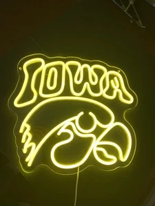 Brand New IOWA HAWKEYES LED Neon Sign 14.5”x13” Light Man Cave Wall Decor - Picture 1 of 2