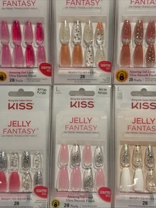 KISS NAILS JELLY FANTASYTranslucent NailsGlue-On Ballerina Shaped New Styles💅🏻 - Picture 1 of 10