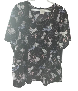 Disney Scrub Top Size 3xl Women’s 101 Dalmation Silky Feel 4 Pockets - Picture 1 of 9